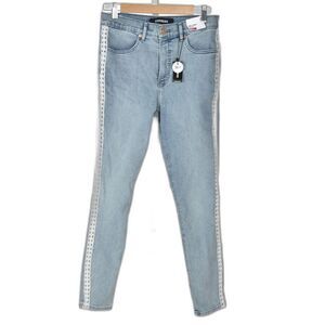 Express Ankle Legging High Rise Denim Perfect Lace Tuxedo Stripe Size 8R